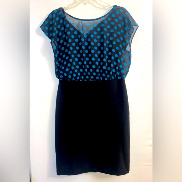 Alyx Limited Dress Teal & Black Polka Dots - Picture 1 of 3
